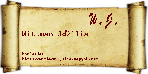 Wittman Júlia névjegykártya